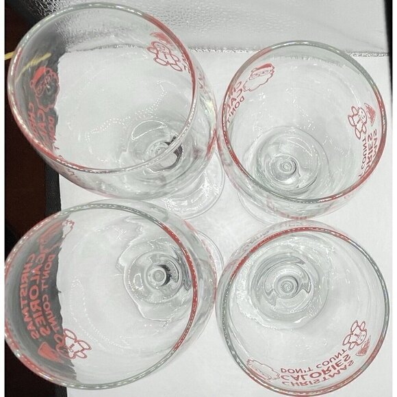 Christmas Calories Don't Count Set of 4 Wine Glasses 10oz Santa Holiday Party - Picture 13 of 13